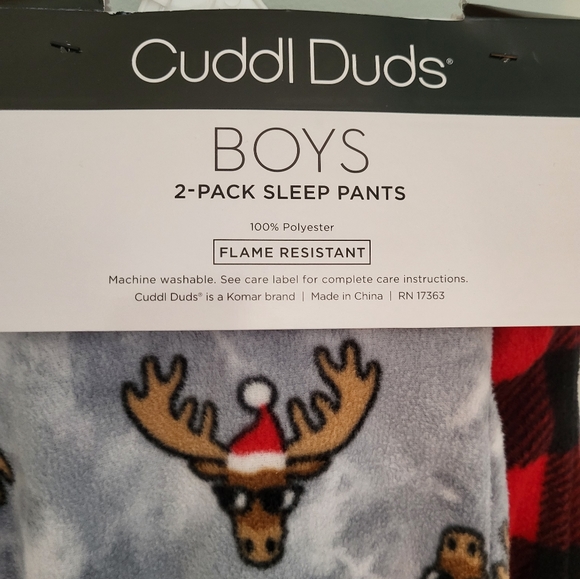 Cuddle Duds 2 Pack Sleep Lounge Pajama Bottoms Reindeer Plaid Sz 8 Med Boys - Picture 5 of 6